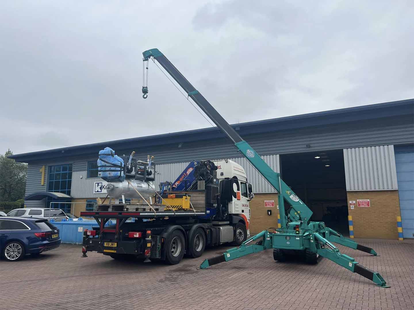Loading crane moving a load
