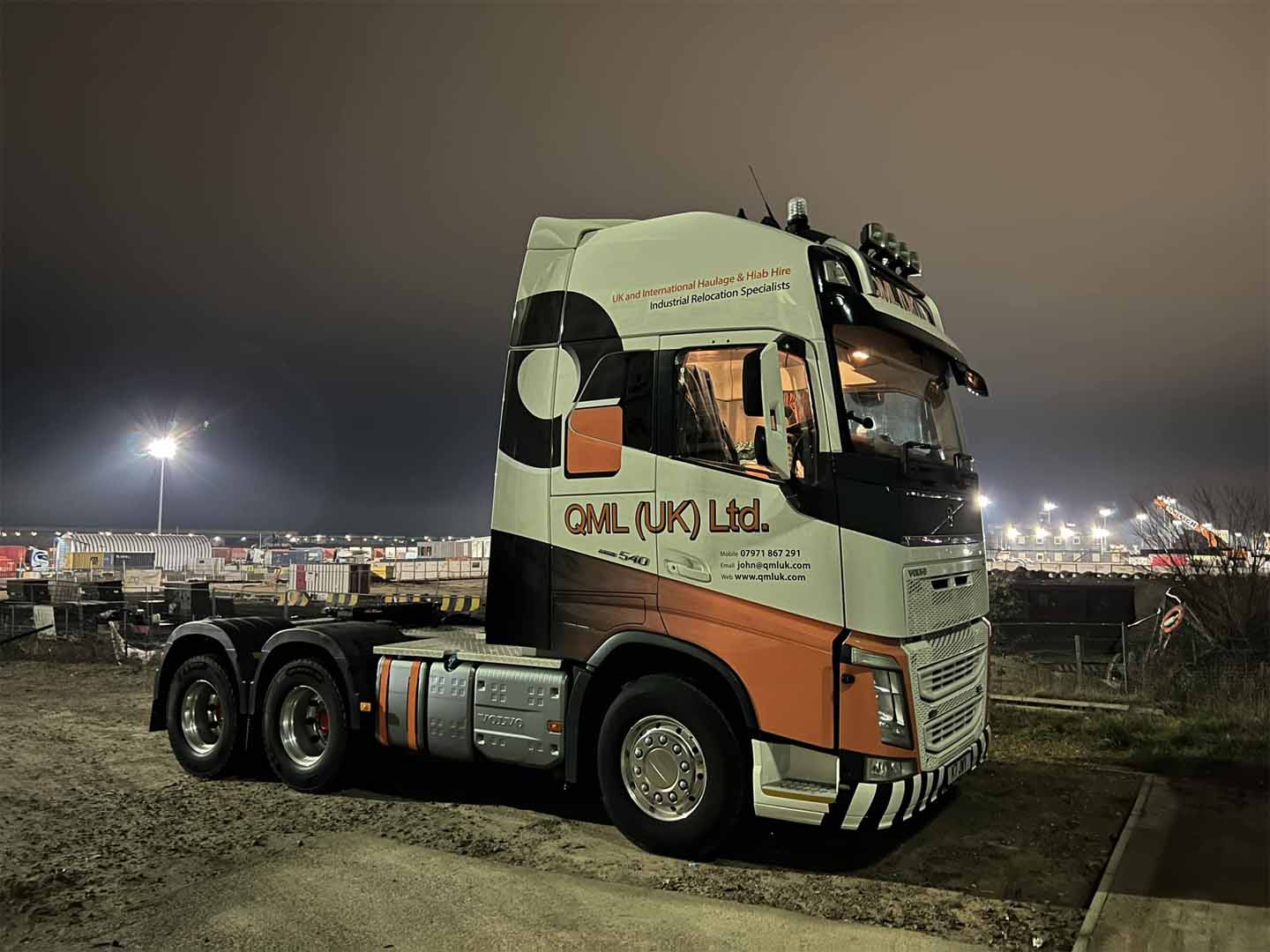QML lorry at night